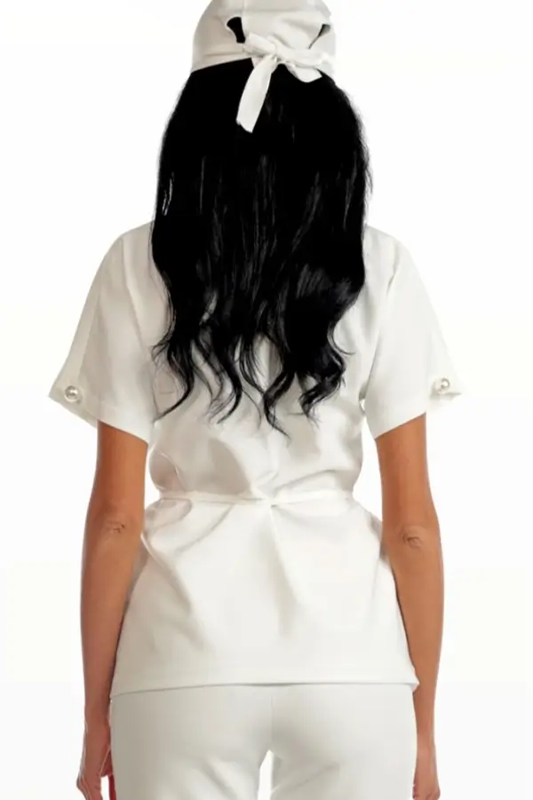 Bluza medicala dreapta alba ecru