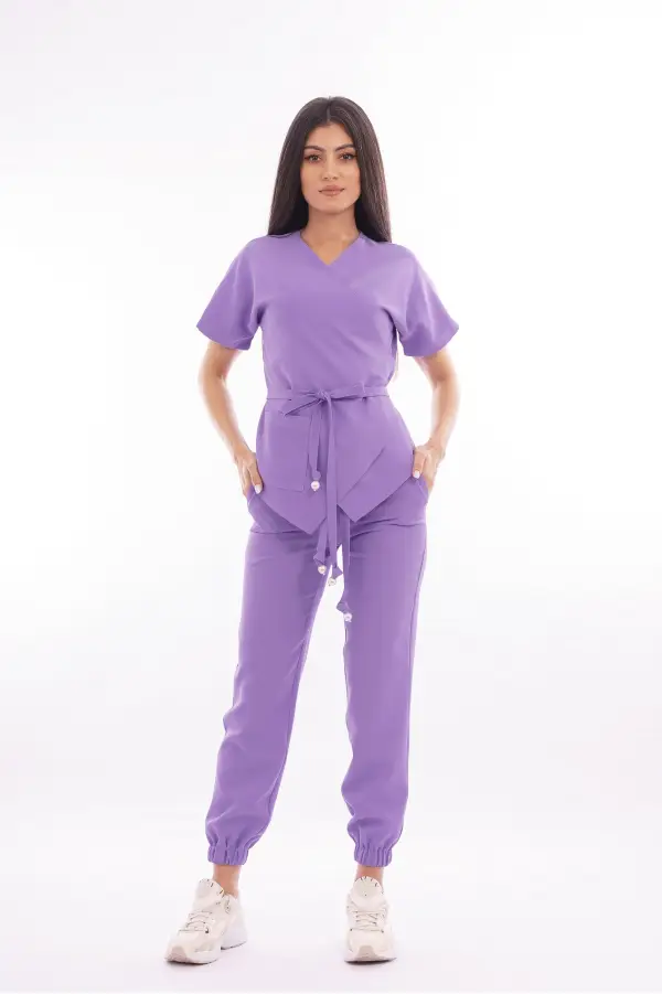  Costum medical dama, bluza-pantaloni, lila