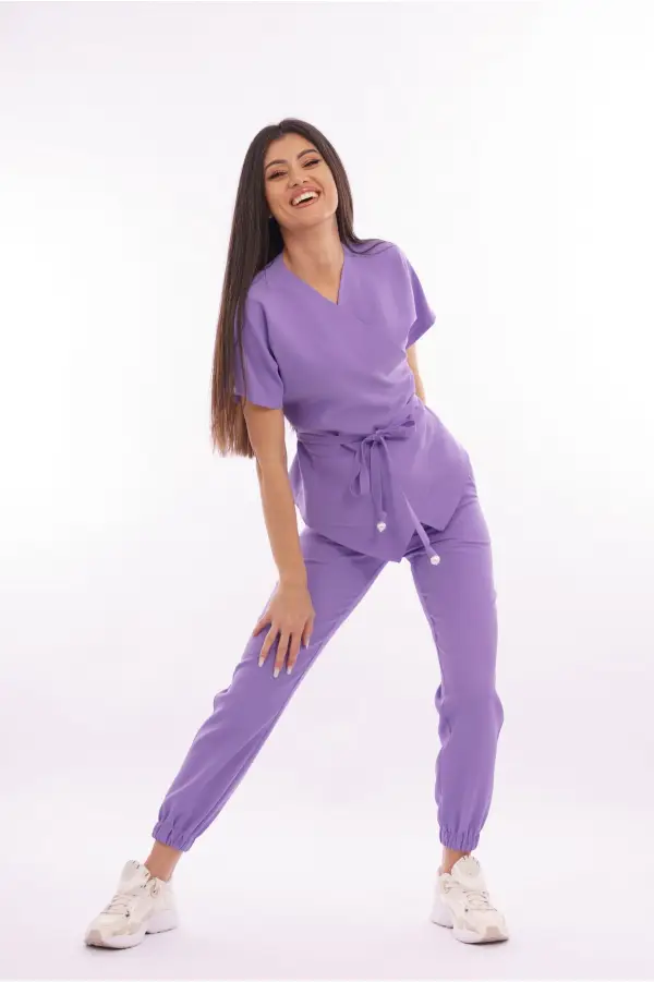  Costum medical dama, bluza-pantaloni, lila